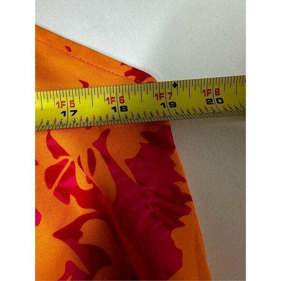 Chicme Floral Print Surfs Up Halter Bohemian Top Zip Back Orange Pink Size M - Picture 3 of 11